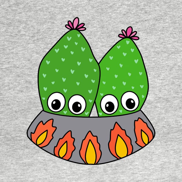 Cute Cactus Design #310: Cacti Couple In A Nice Pot by DreamCactus